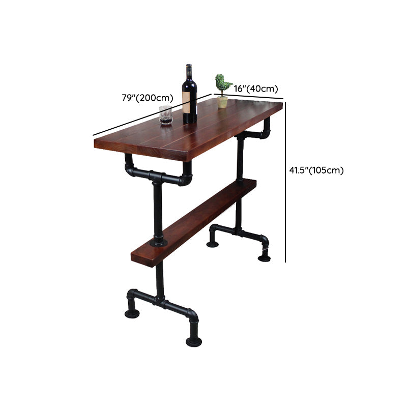 Industrial Metal and Wood Pub Table in Brown with Plastic Stools Set Clearhalo 'Bar Furniture' 'furn' 'furn_home_bar_bar_sets' 'Furniture' 'Home Bars & Bar Sets' 'home_bar_bar_sets' 'Kitchen & Dining Furniture' 7520420