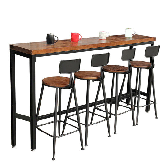Rectangle Bar Pub Table Set 1/5 Pcs Iron Frame Bar Table and Stools Clearhalo 'Bar Furniture' 'furn' 'furn_home_bar_bar_sets' 'Furniture' 'Home Bars & Bar Sets' 'home_bar_bar_sets' 'Kitchen & Dining Furniture' 7520430