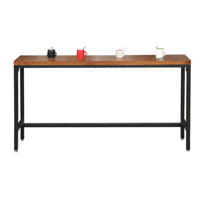 Rectangle Bar Pub Table Set 1/5 Pcs Iron Frame Bar Table and Stools Table 39.4"L x 15.7"W x 41.3"H Brown Clearhalo 'Bar Furniture' 'furn' 'furn_home_bar_bar_sets' 'Furniture' 'Home Bars & Bar Sets' 'home_bar_bar_sets' 'Kitchen & Dining Furniture' 7520431