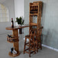 Brown Pine Wood Bistro Table with Wine Holder Pub Table for Home Clearhalo 'Bar Furniture' 'Bar Tables' 'bar_tables' 'furn' 'furn_bar_tables' 'Furniture' 'Kitchen & Dining Furniture' 7520462