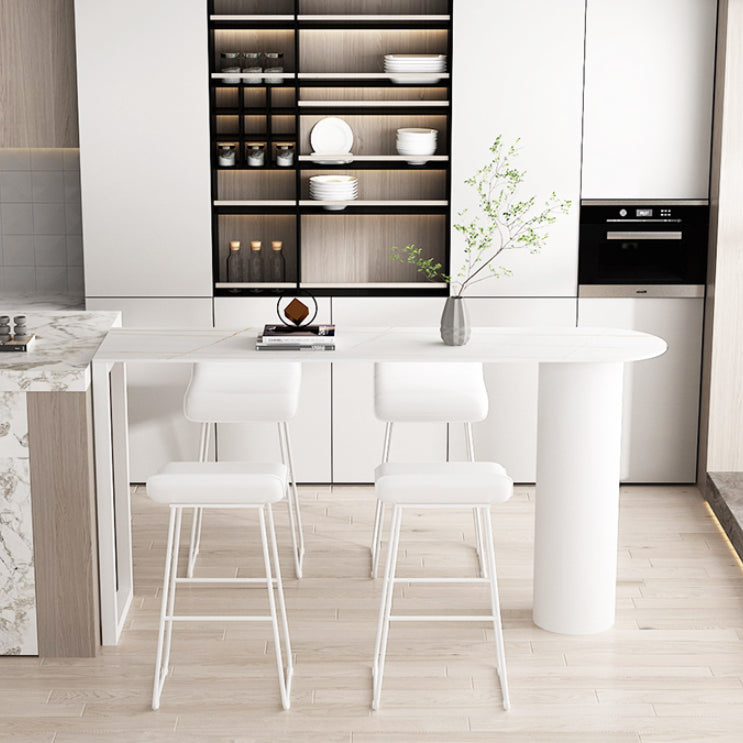 Table à vin de comptoir blanc Double piédestal Pub Hauteur Table à manger