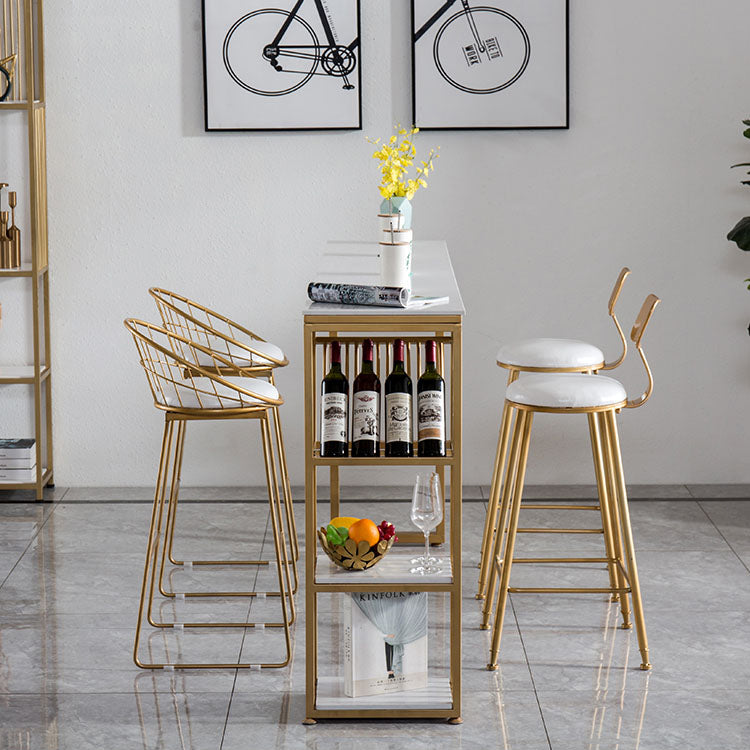 Glam Rectangle Counter Height Dining Table White and Gold Pub Table Clearhalo 'Bar Furniture' 'Bar Tables' 'bar_tables' 'furn' 'furn_bar_tables' 'Furniture' 'Kitchen & Dining Furniture' 7520617