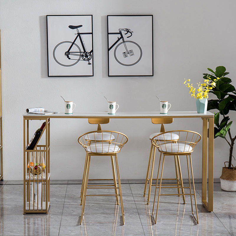 Glam Rectangle Counter Height Dining Table White and Gold Pub Table Clearhalo 'Bar Furniture' 'Bar Tables' 'bar_tables' 'furn' 'furn_bar_tables' 'Furniture' 'Kitchen & Dining Furniture' 7520618