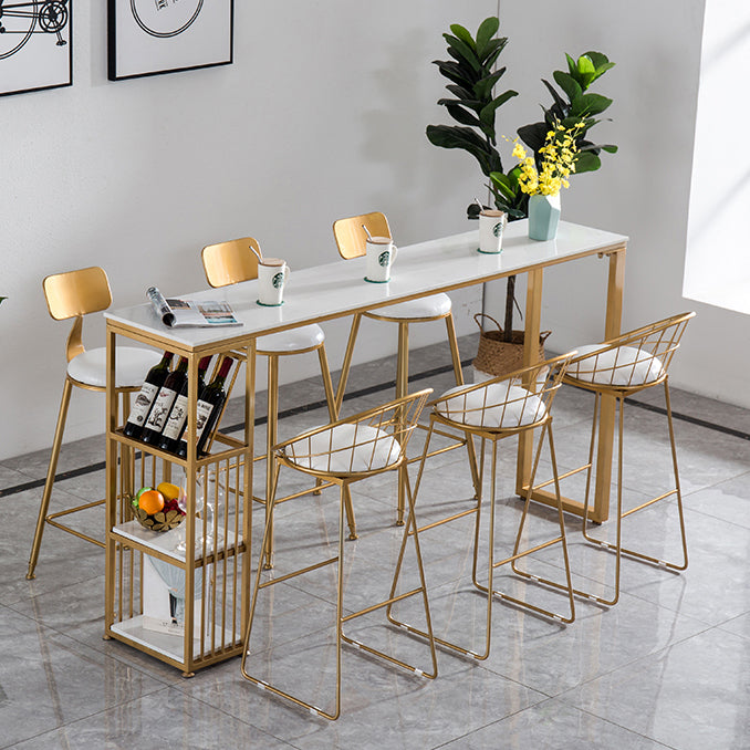 Glam Rectangle Counter Height Dining Table White and Gold Pub Table Clearhalo 'Bar Furniture' 'Bar Tables' 'bar_tables' 'furn' 'furn_bar_tables' 'Furniture' 'Kitchen & Dining Furniture' 7520619