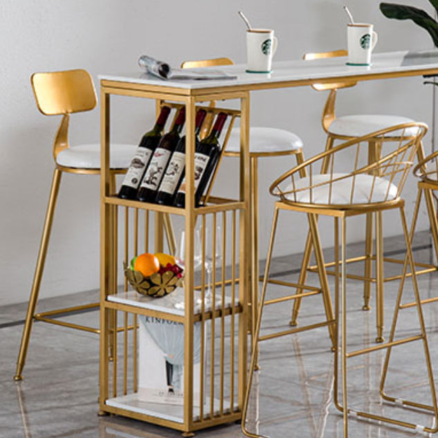 Glam Rectangle Counter Height Dining Table White and Gold Pub Table Clearhalo 'Bar Furniture' 'Bar Tables' 'bar_tables' 'furn' 'furn_bar_tables' 'Furniture' 'Kitchen & Dining Furniture' 7520624