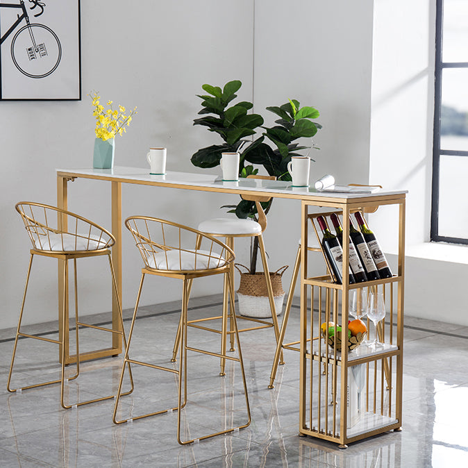 Glam Rectangle Counter Height Dining Table White and Gold Pub Table Clearhalo 'Bar Furniture' 'Bar Tables' 'bar_tables' 'furn' 'furn_bar_tables' 'Furniture' 'Kitchen & Dining Furniture' 7520625