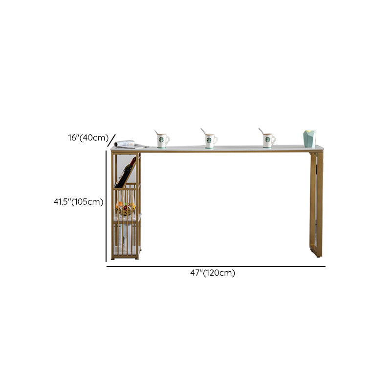 Glam Rectangle Counter Height Dining Table White and Gold Pub Table Clearhalo 'Bar Furniture' 'Bar Tables' 'bar_tables' 'furn' 'furn_bar_tables' 'Furniture' 'Kitchen & Dining Furniture' 7520627