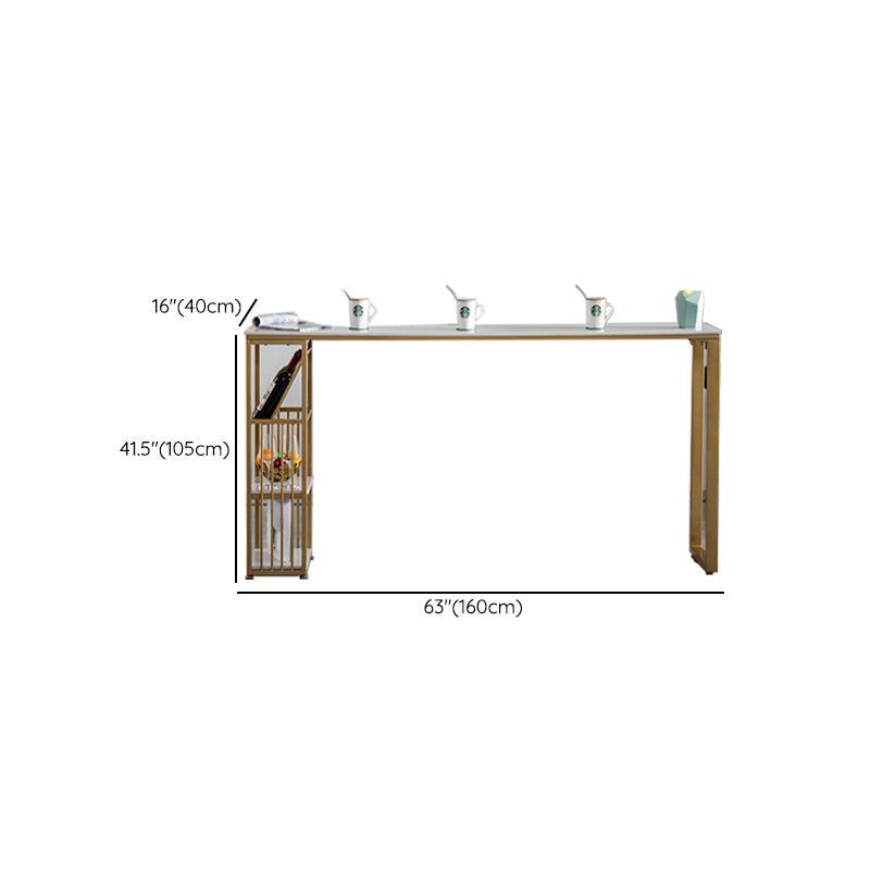 Glam Rectangle Counter Height Dining Table White and Gold Pub Table Clearhalo 'Bar Furniture' 'Bar Tables' 'bar_tables' 'furn' 'furn_bar_tables' 'Furniture' 'Kitchen & Dining Furniture' 7520629