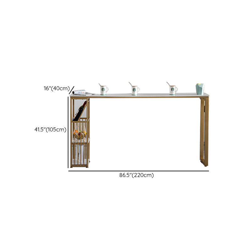 Glam Rectangle Counter Height Dining Table White and Gold Pub Table Clearhalo 'Bar Furniture' 'Bar Tables' 'bar_tables' 'furn' 'furn_bar_tables' 'Furniture' 'Kitchen & Dining Furniture' 7520632