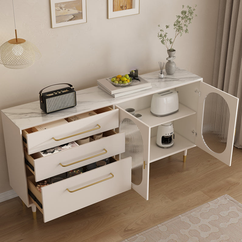 Mesa de piedra de mesa glamorosa con puertas para la cocina