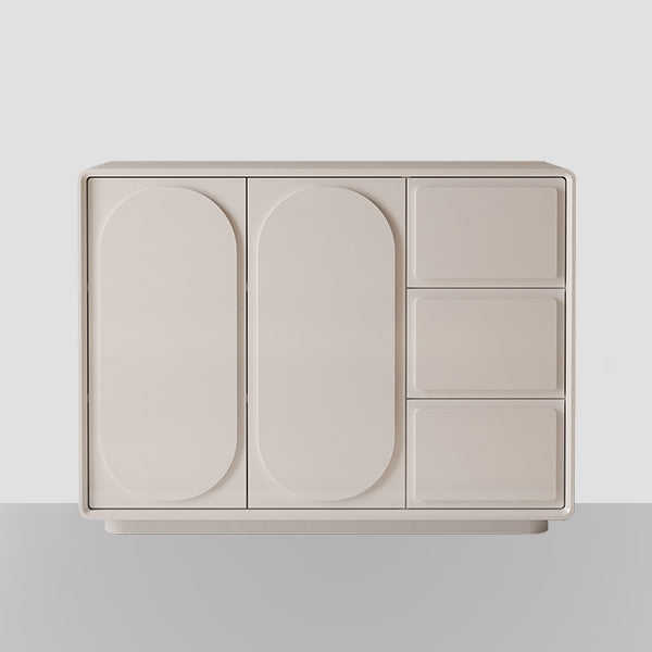 Contemporary Sideboard Cabinet Faux Wood Sideboard Table with Doors for Dining Room 47"L x 16"W x 35"H Off-White Clearhalo 'buffet_sideboard' 'Buffets & Sideboards' 'furn' 'furn_buffet_sideboard' 'Furniture' 'Kitchen & Dining Furniture' 7520822