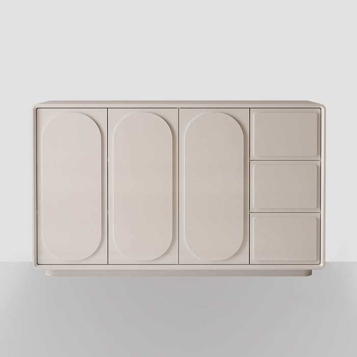 Contemporary Sideboard Cabinet Faux Wood Sideboard Table with Doors for Dining Room 59"L x 16"W x 35"H Off-White Clearhalo 'buffet_sideboard' 'Buffets & Sideboards' 'furn' 'furn_buffet_sideboard' 'Furniture' 'Kitchen & Dining Furniture' 7520823