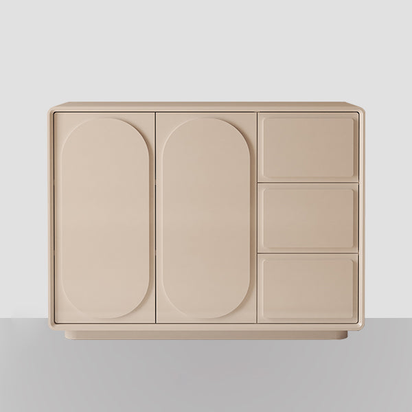 Contemporary Sideboard Cabinet Faux Wood Sideboard Table with Doors for Dining Room 47"L x 16"W x 35"H Milk Tea Color Clearhalo 'buffet_sideboard' 'Buffets & Sideboards' 'furn' 'furn_buffet_sideboard' 'Furniture' 'Kitchen & Dining Furniture' 7520829