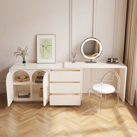 Contemporary White Lighted Mirror Bedroom With Drawer Vanity Dressing Table