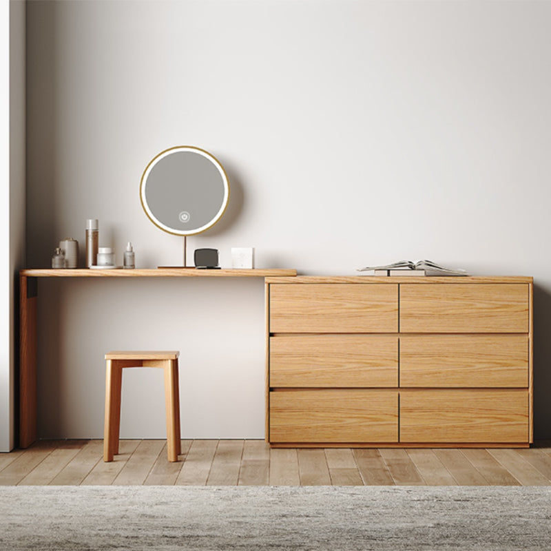 Roble contemporáneo con cajón para el dormitorio de espejo natural.