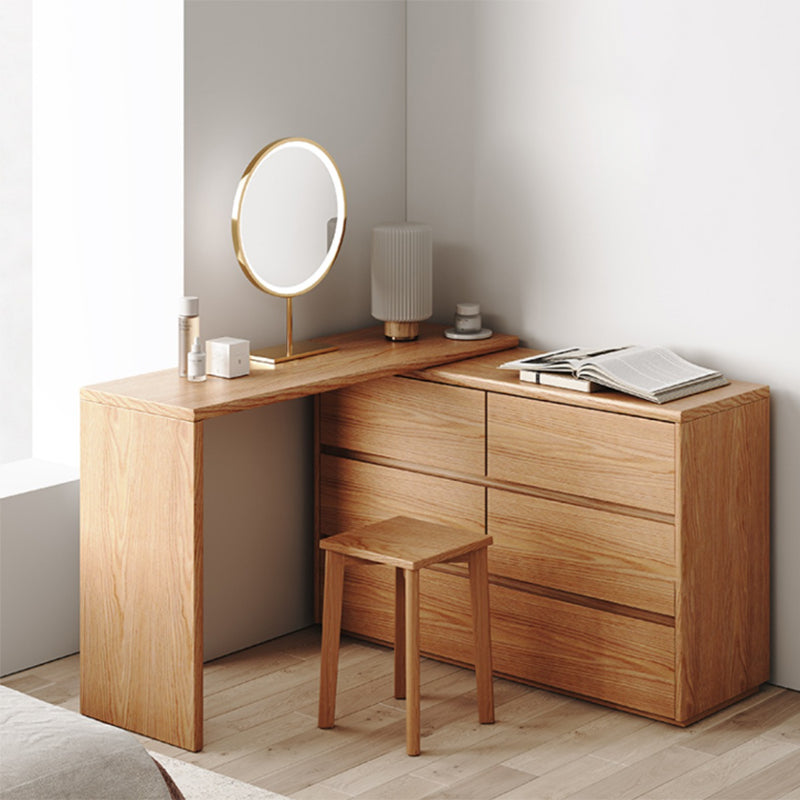 Roble contemporáneo con cajón para el dormitorio de espejo natural.