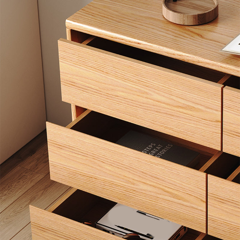 Roble contemporáneo con cajón para el dormitorio de espejo natural.