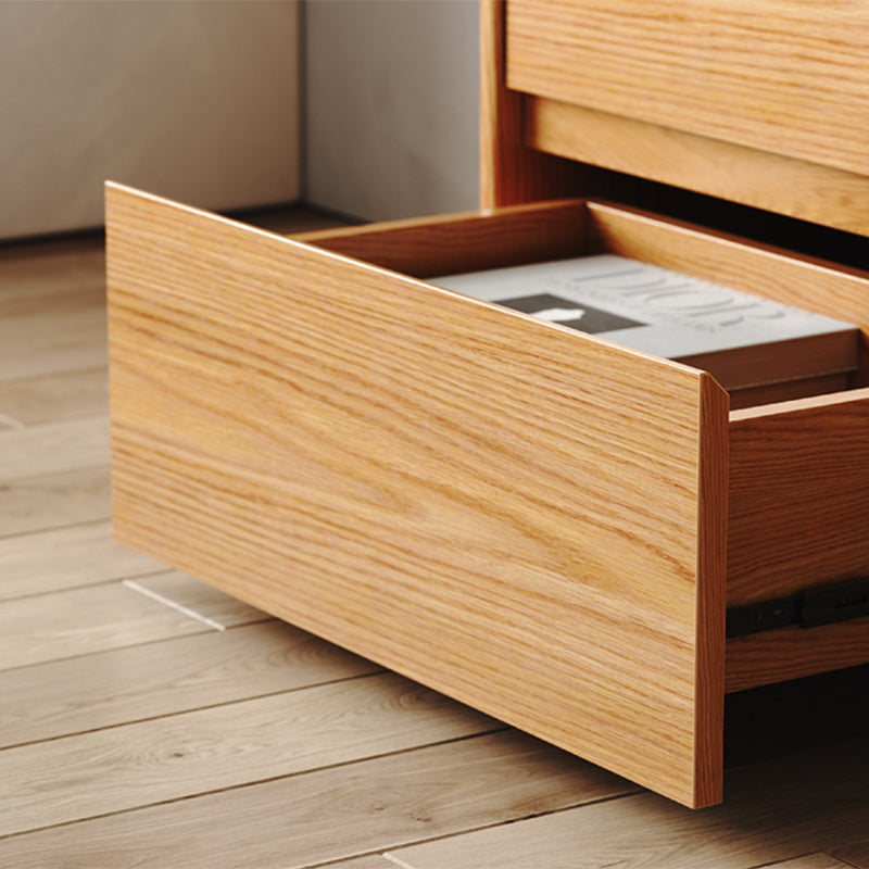 Roble contemporáneo con cajón para el dormitorio de espejo natural.