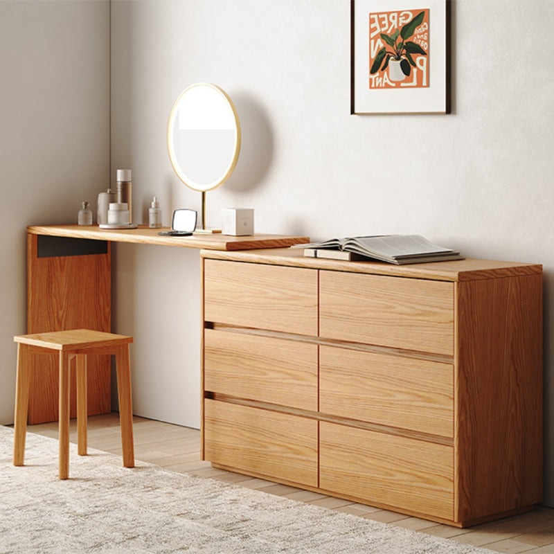 Roble contemporáneo con cajón para el dormitorio de espejo natural.