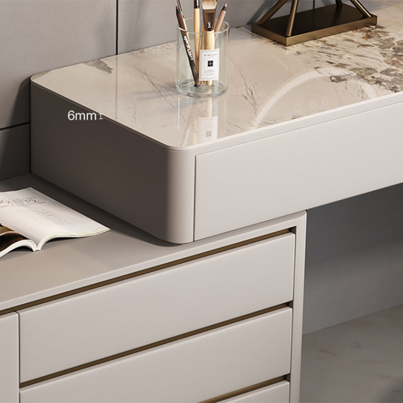 Contemporaneo con cassetto grigio a specchio illuminato da letto vanità