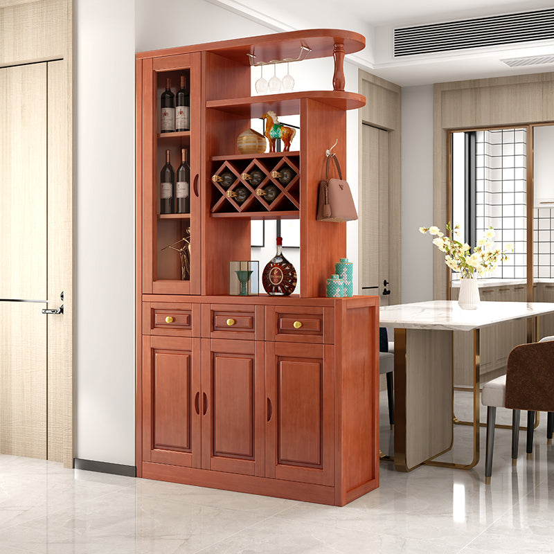 Contemporary 78.74" H Cabinet Solid Wood Accent Cabinet with Drawers and doors 39"L x 16"W x 79"H Red Brown Clearhalo 'Cabinets & Chests' 'cabinets_chests' 'furn' 'furn_cabinets_chests' 'Furniture' 'Living Room Furniture' 7521255
