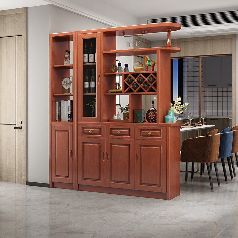 Contemporary 78.74" H Cabinet Solid Wood Accent Cabinet with Drawers and doors 59"L x 16"W x 79"H Red Brown Clearhalo 'Cabinets & Chests' 'cabinets_chests' 'furn' 'furn_cabinets_chests' 'Furniture' 'Living Room Furniture' 7521262