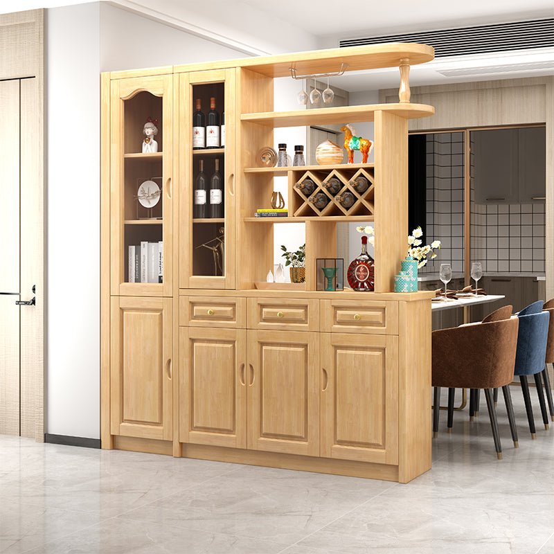 Contemporary 78.74" H Cabinet Solid Wood Accent Cabinet with Drawers and doors 63"L x 16"W x 79"H Natural Clearhalo 'Cabinets & Chests' 'cabinets_chests' 'furn' 'furn_cabinets_chests' 'Furniture' 'Living Room Furniture' 7521273