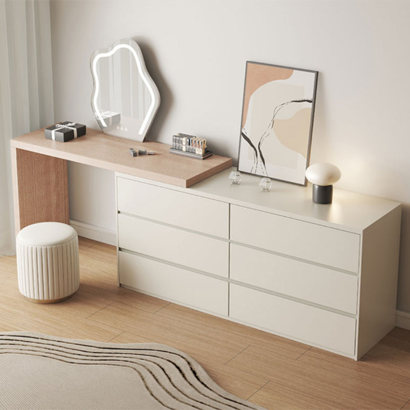 Contemporary Solid Wood White With Drawer Bedroom Makeup Vanity Desk Clearhalo 'Bedroom Furniture' 'furn' 'furn_makeup_vanities' 'Furniture' 'Makeup Vanities' 'makeup_vanities' 7521394