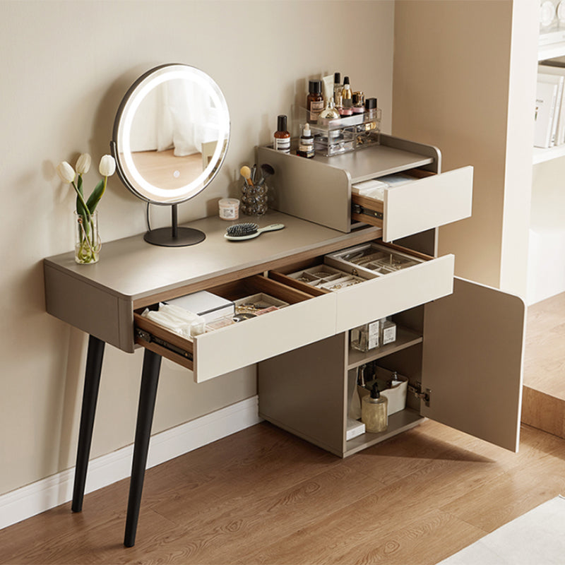 Contemporary With Drawer Wood Lighted Mirror Bedroom Dressing Table Clearhalo 'Bedroom Furniture' 'furn' 'furn_makeup_vanities' 'Furniture' 'Makeup Vanities' 'makeup_vanities' 7521401