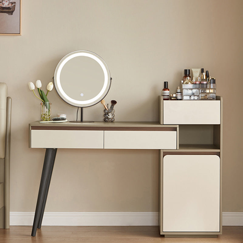 Contemporary With Drawer Wood Lighted Mirror Bedroom Dressing Table Makeup Vanity & Mirror Cabinet Included Clearhalo 'Bedroom Furniture' 'furn' 'furn_makeup_vanities' 'Furniture' 'Makeup Vanities' 'makeup_vanities' 7521402