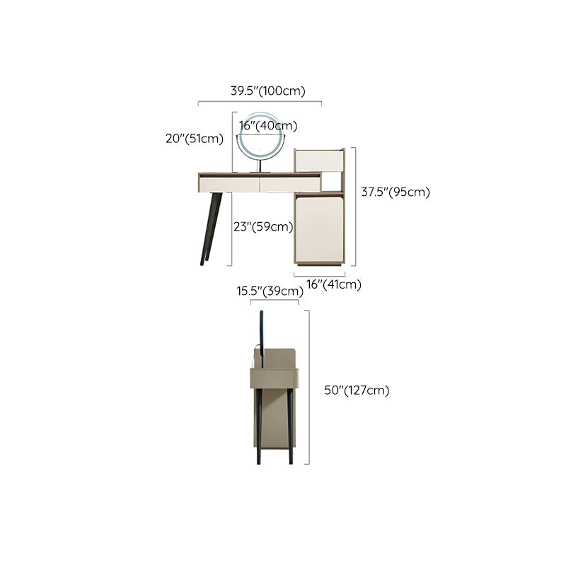 Contemporary With Drawer Wood Lighted Mirror Bedroom Dressing Table Clearhalo 'Bedroom Furniture' 'furn' 'furn_makeup_vanities' 'Furniture' 'Makeup Vanities' 'makeup_vanities' 7521411