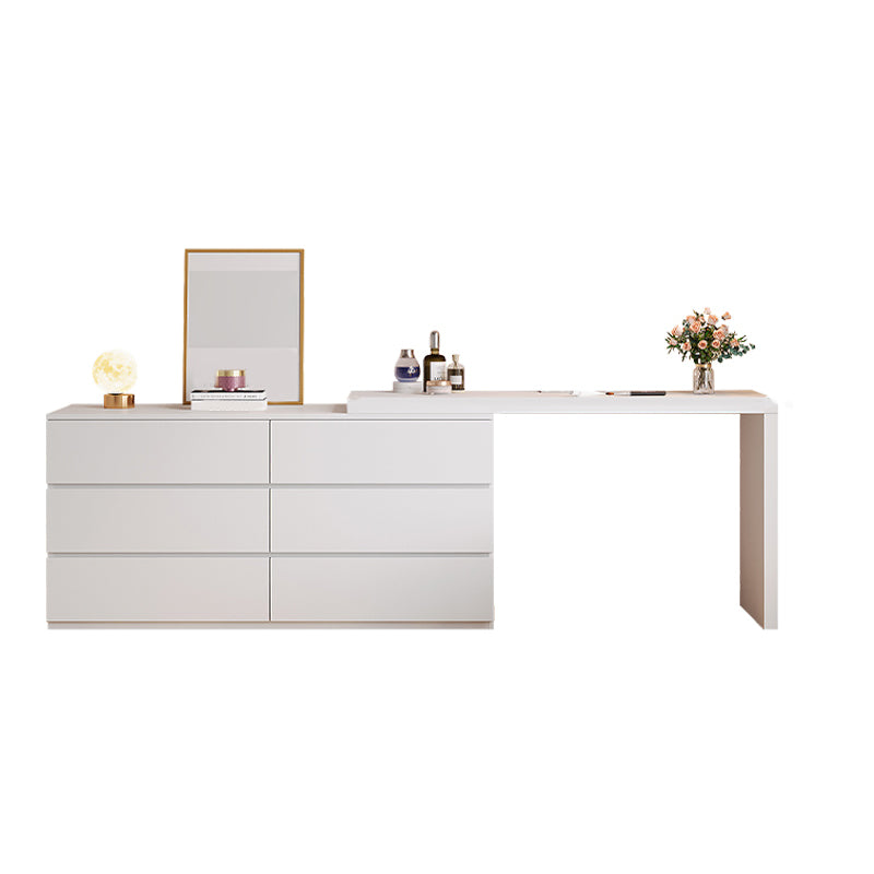 Modern With Drawer Bright White Wooden Lighted Mirror Bedroom