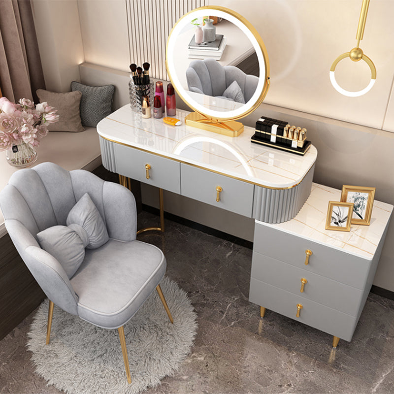 Contemporary With Drawer Gray Wooden Mirror Bedroom Make-up Vanity Clearhalo 'Bedroom Furniture' 'furn' 'furn_makeup_vanities' 'Furniture' 'Makeup Vanities' 'makeup_vanities' 7521458
