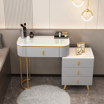Contemporary With Drawer Gray Wooden Mirror Bedroom Make-up Vanity Makeup Vanity 31"L x 16"W x 28"H Clearhalo 'Bedroom Furniture' 'furn' 'furn_makeup_vanities' 'Furniture' 'Makeup Vanities' 'makeup_vanities' 7521459
