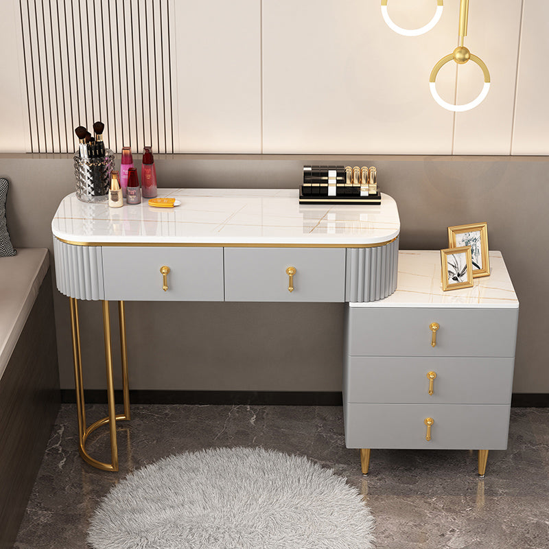 Contemporary With Drawer Gray Wooden Mirror Bedroom Make-up Vanity Makeup Vanity 39"L x 16"W x 28"H Clearhalo 'Bedroom Furniture' 'furn' 'furn_makeup_vanities' 'Furniture' 'Makeup Vanities' 'makeup_vanities' 7521460
