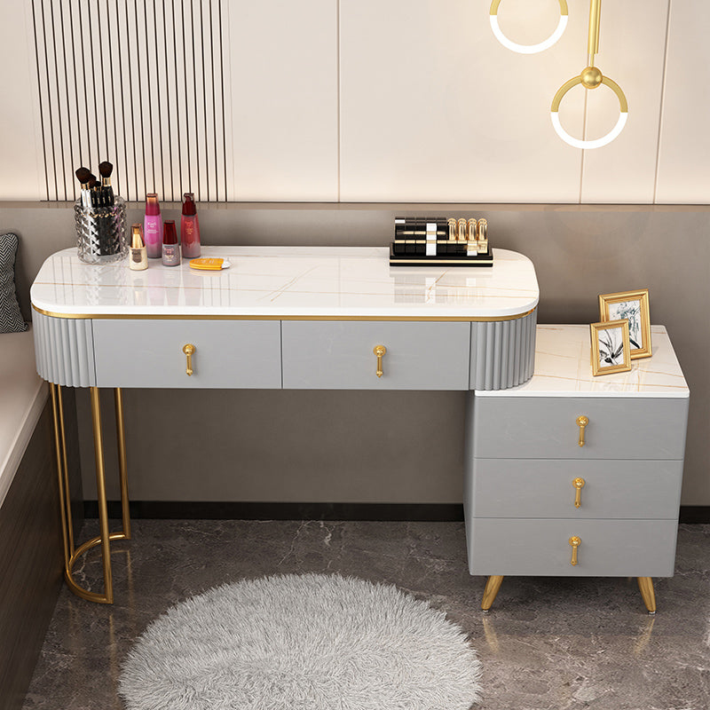 Contemporary With Drawer Gray Wooden Mirror Bedroom Make-up Vanity Makeup Vanity 47"L x 16"W x 27.5"H Clearhalo 'Bedroom Furniture' 'furn' 'furn_makeup_vanities' 'Furniture' 'Makeup Vanities' 'makeup_vanities' 7521462