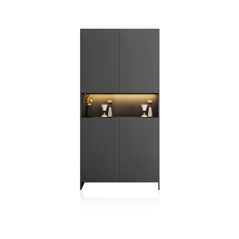 Contemporary 2-Door 78.74" H Cabinet Wooden Accent Cabinet with Drawer 39"L x 14"W x 79"H Dark Gray Right Cabinet Clearhalo 'Cabinets & Chests' 'cabinets_chests' 'furn' 'furn_cabinets_chests' 'Furniture' 'Living Room Furniture' 7521489