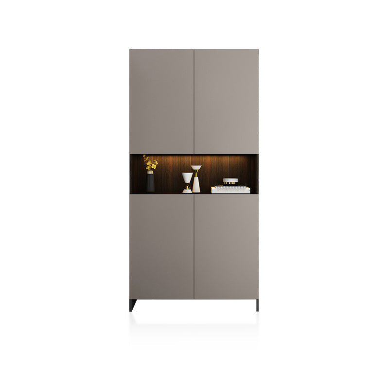 Contemporary 2-Door 78.74" H Cabinet Wooden Accent Cabinet with Drawer 39"L x 14"W x 79"H Light Gray Right Cabinet Clearhalo 'Cabinets & Chests' 'cabinets_chests' 'furn' 'furn_cabinets_chests' 'Furniture' 'Living Room Furniture' 7521490