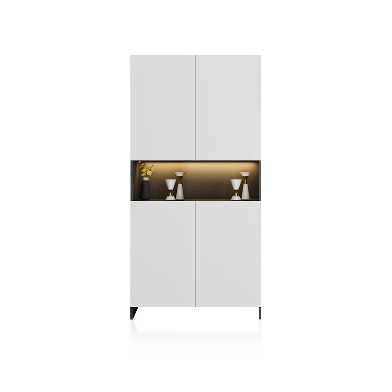 Contemporary 2-Door 78.74" H Cabinet Wooden Accent Cabinet with Drawer 39"L x 14"W x 79"H White Right Cabinet Clearhalo 'Cabinets & Chests' 'cabinets_chests' 'furn' 'furn_cabinets_chests' 'Furniture' 'Living Room Furniture' 7521492