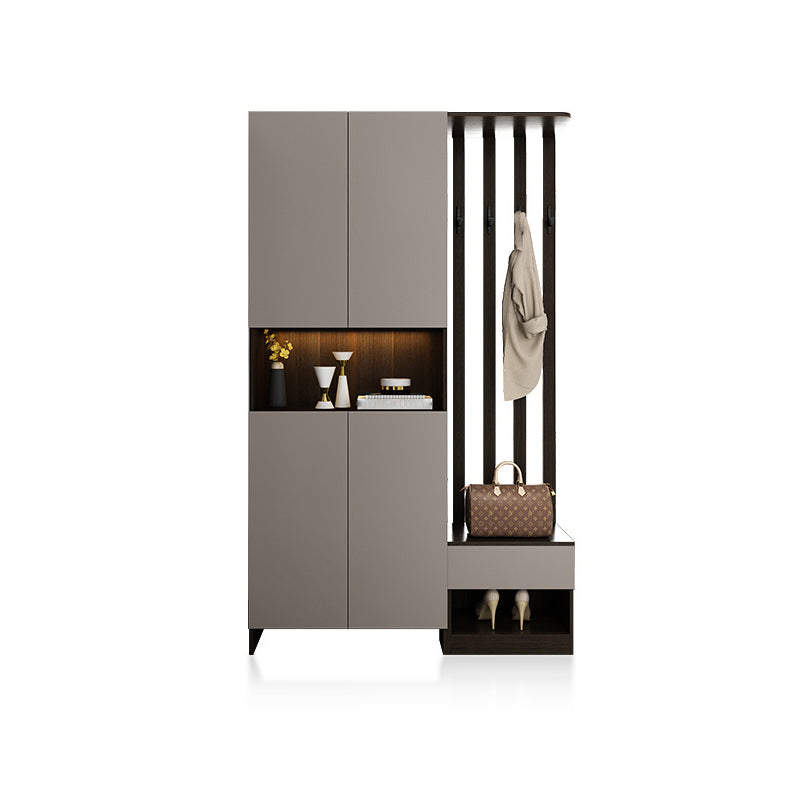 Contemporary 2-Door 78.74" H Cabinet Wooden Accent Cabinet with Drawer 47"L x 14"W x 79"H Light Gray Left Cabinet Clearhalo 'Cabinets & Chests' 'cabinets_chests' 'furn' 'furn_cabinets_chests' 'Furniture' 'Living Room Furniture' 7521497