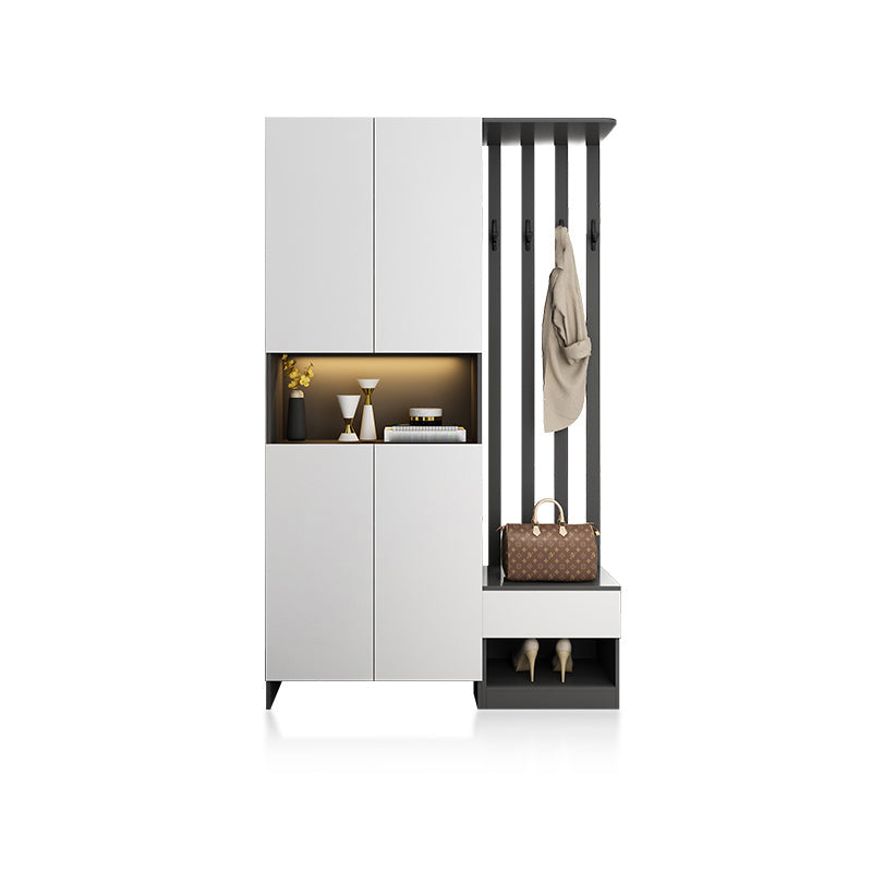 Contemporary 2-Door 78.74" H Cabinet Wooden Accent Cabinet with Drawer 47"L x 14"W x 79"H White Left Cabinet Clearhalo 'Cabinets & Chests' 'cabinets_chests' 'furn' 'furn_cabinets_chests' 'Furniture' 'Living Room Furniture' 7521499