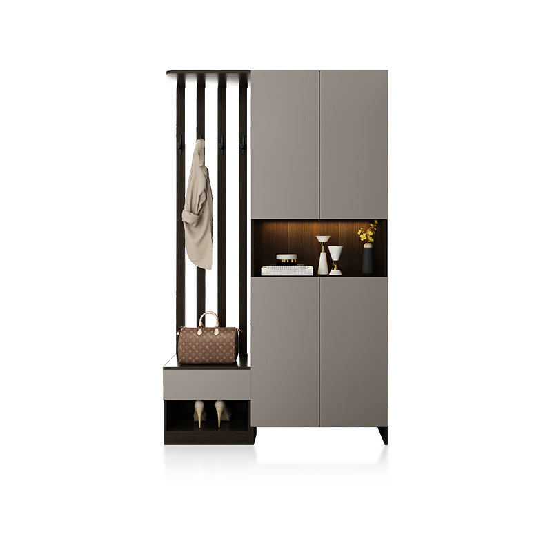 Contemporary 2-Door 78.74" H Cabinet Wooden Accent Cabinet with Drawer 47"L x 14"W x 79"H Light Gray Right Cabinet Clearhalo 'Cabinets & Chests' 'cabinets_chests' 'furn' 'furn_cabinets_chests' 'Furniture' 'Living Room Furniture' 7521502