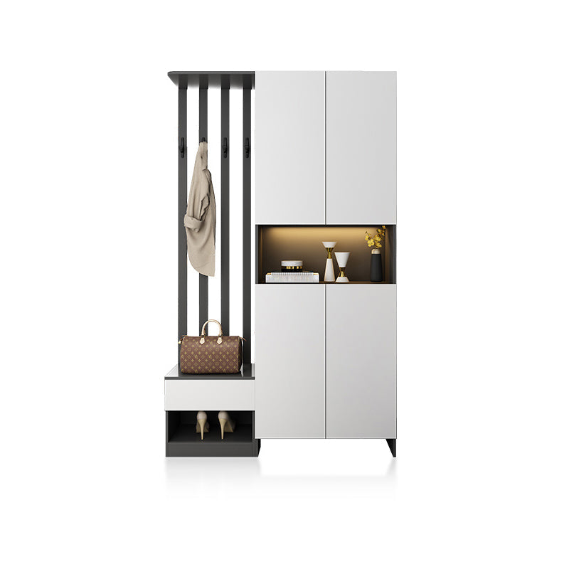 Contemporary 2-Door 78.74" H Cabinet Wooden Accent Cabinet with Drawer 47"L x 14"W x 79"H White Right Cabinet Clearhalo 'Cabinets & Chests' 'cabinets_chests' 'furn' 'furn_cabinets_chests' 'Furniture' 'Living Room Furniture' 7521504