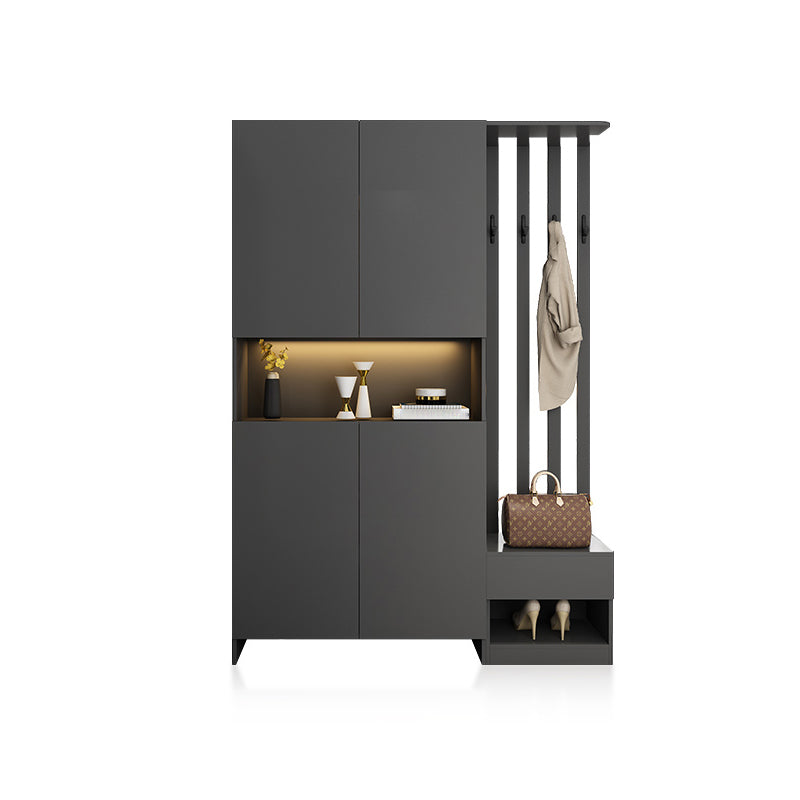 Contemporary 2-Door 78.74" H Cabinet Wooden Accent Cabinet with Drawer 55"L x 14"W x 79"H Dark Gray Left Cabinet Clearhalo 'Cabinets & Chests' 'cabinets_chests' 'furn' 'furn_cabinets_chests' 'Furniture' 'Living Room Furniture' 7521506