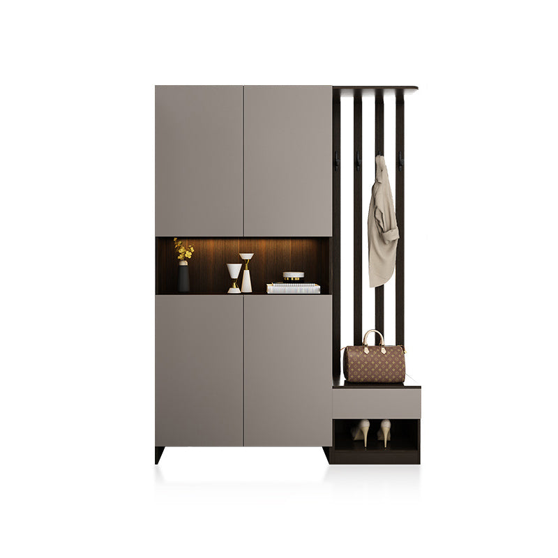 Contemporary 2-Door 78.74" H Cabinet Wooden Accent Cabinet with Drawer 55"L x 14"W x 79"H Light Gray Left Cabinet Clearhalo 'Cabinets & Chests' 'cabinets_chests' 'furn' 'furn_cabinets_chests' 'Furniture' 'Living Room Furniture' 7521508