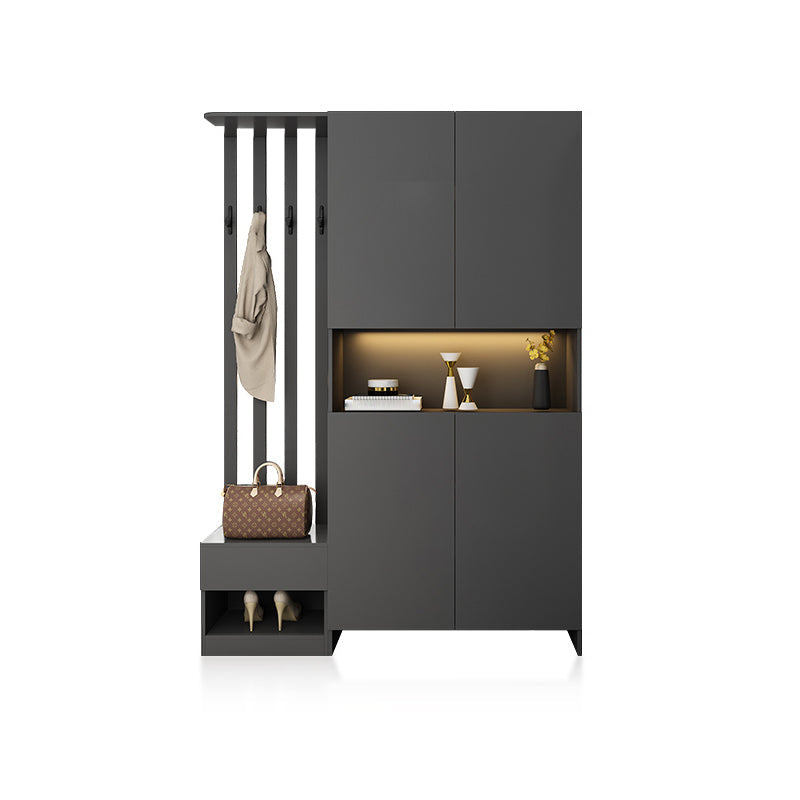 Contemporary 2-Door 78.74" H Cabinet Wooden Accent Cabinet with Drawer 55"L x 14"W x 79"H Dark Gray Right Cabinet Clearhalo 'Cabinets & Chests' 'cabinets_chests' 'furn' 'furn_cabinets_chests' 'Furniture' 'Living Room Furniture' 7521510