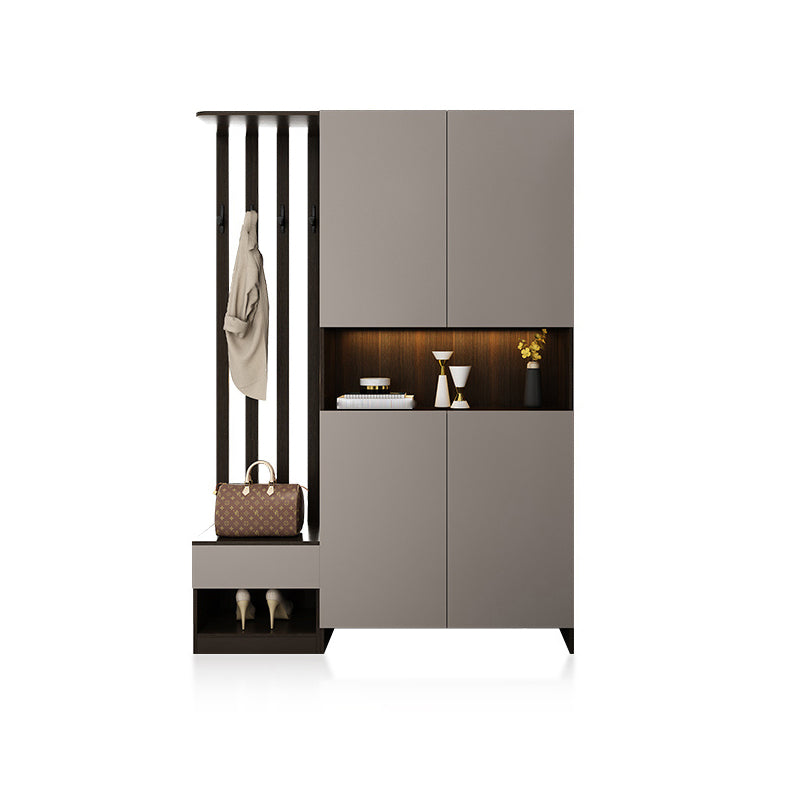 Contemporary 2-Door 78.74" H Cabinet Wooden Accent Cabinet with Drawer 55"L x 14"W x 79"H Light Gray Right Cabinet Clearhalo 'Cabinets & Chests' 'cabinets_chests' 'furn' 'furn_cabinets_chests' 'Furniture' 'Living Room Furniture' 7521511