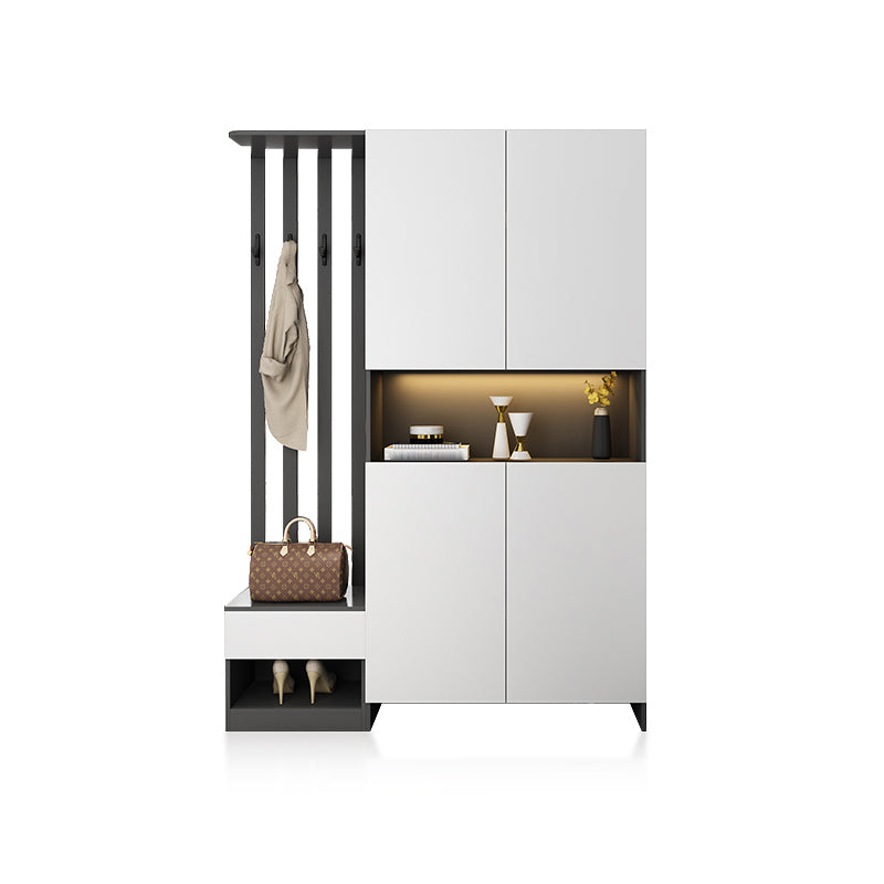 Contemporary 2-Door 78.74" H Cabinet Wooden Accent Cabinet with Drawer 55"L x 14"W x 79"H White Right Cabinet Clearhalo 'Cabinets & Chests' 'cabinets_chests' 'furn' 'furn_cabinets_chests' 'Furniture' 'Living Room Furniture' 7521512