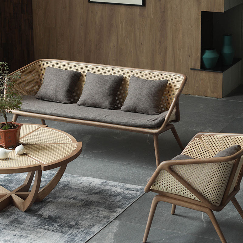 Hanged Arm Stoffsofa in grauem tropischen Sofa mit Bolsterkissen