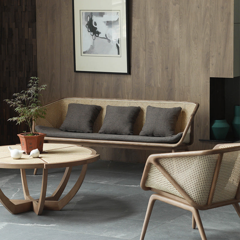 Hanged Arm Stoffsofa in grauem tropischen Sofa mit Bolsterkissen